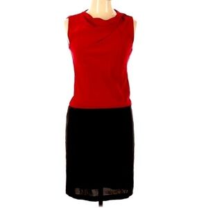 DVF Diane von furstenberg silk Colorblock Sheath Dress red black sleeveless